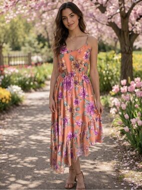 Everly Peach Dress Label with Black Text